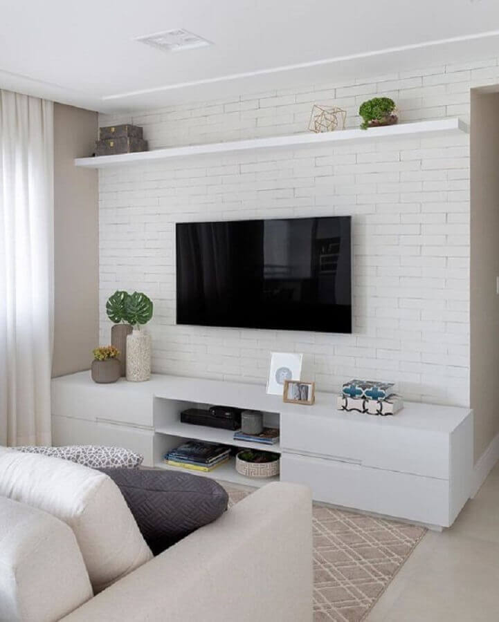 decoração clean com rack pra sala branco decoração clean com rack pra sala branco Foto Pinterest
